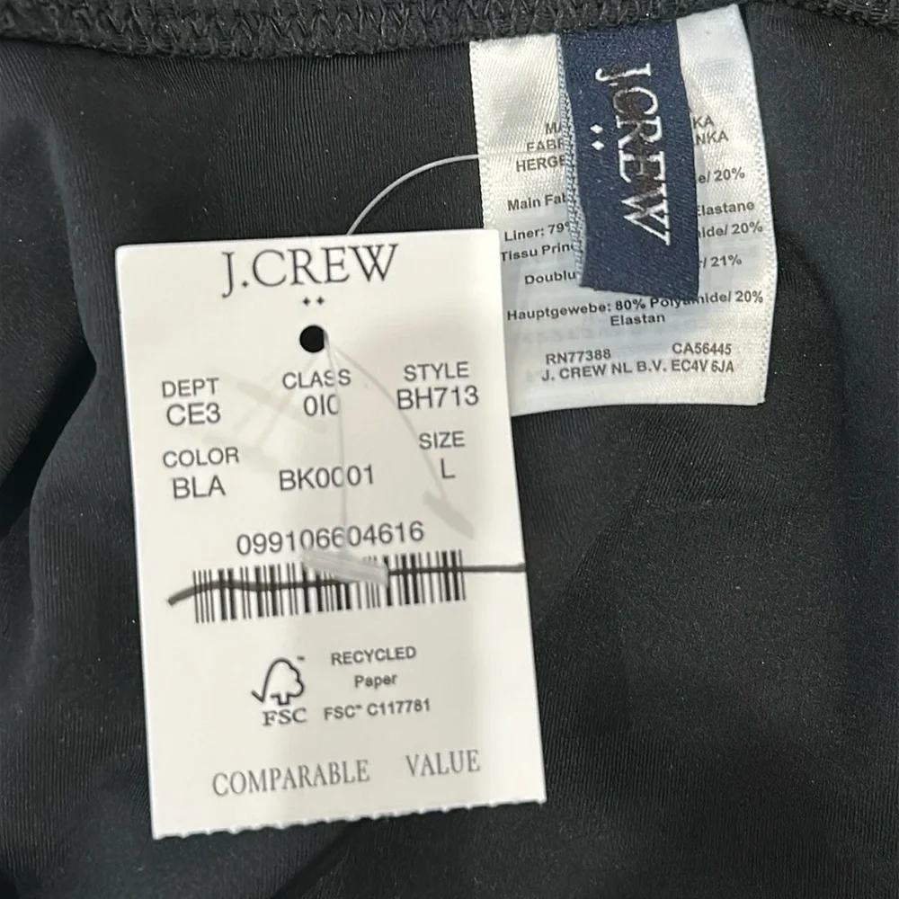 NEW J. CREW Factory‎ V-neck ruched one-piece swimsuit in black Size Large
